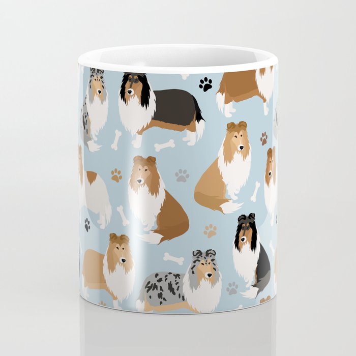 Rough Collie Dog Paws and Bones Pattern Coffee Mug Gallery Image 4