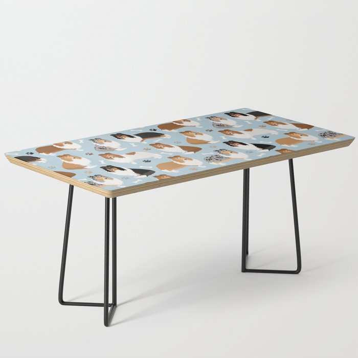 Rough Collie Dog Paws and Bones Pattern Coffee Table Gallery Image 1