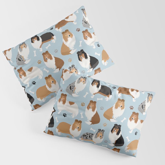 Rough Collie Dog Paws and Bones Pattern Pillow Sham Gallery Image 3