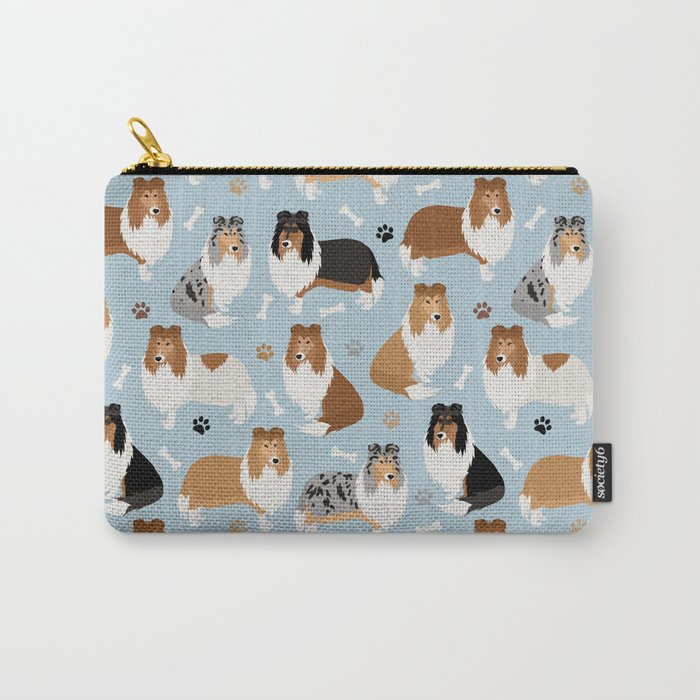 Rough Collie Dog Paws and Bones Pattern Carry All Pouch Gallery Image 1