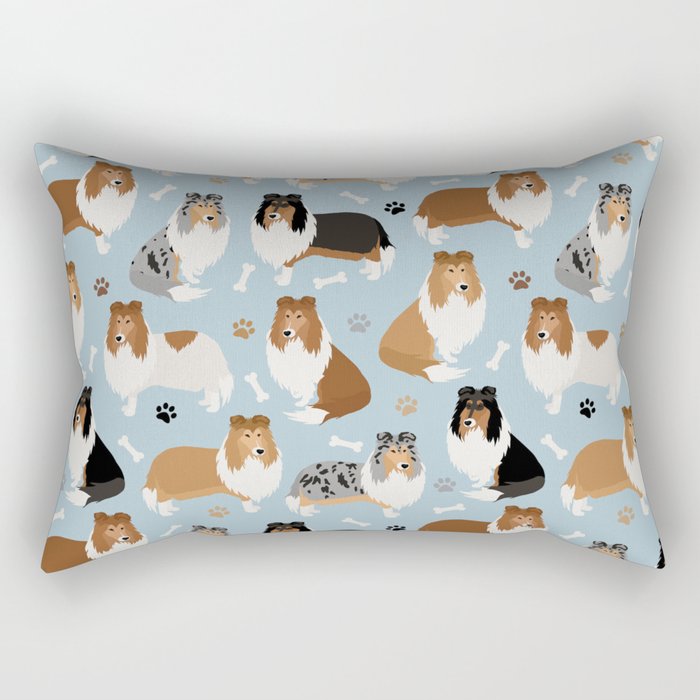 Rough Collie Dog Paws and Bones Pattern Rectangular Pillow Gallery Image 2