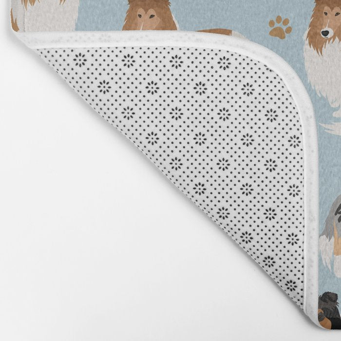 Rough Collie Dog Paws and Bones Pattern Bath Mat Gallery Image 2