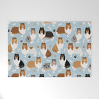 Rough Collie Dog Paws and Bones Pattern Welcome Mat Gallery Image 1