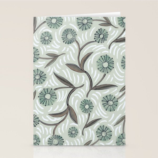 Tipsy Daisies on Celadon  Stationery Card Gallery Image 1