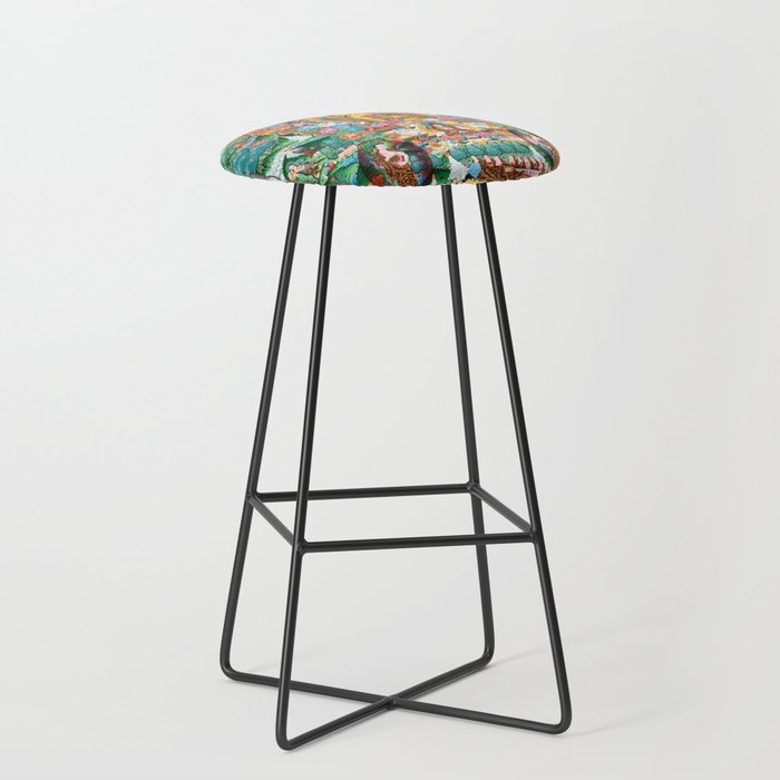 Turquoise Life Of Buddha Thangka Stool Gallery Image 1