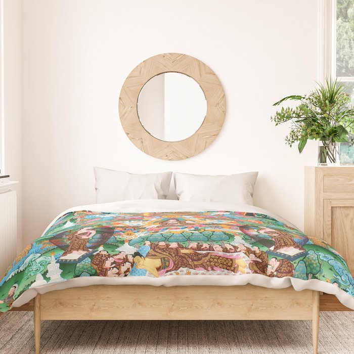 Turquoise Life Of Buddha Thangka Duvet Cover Gallery Image 3