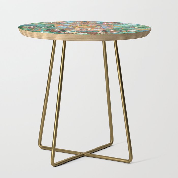 Turquoise Life Of Buddha Thangka Side Table Gallery Image 1