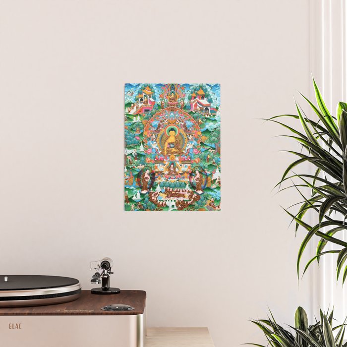Turquoise Life Of Buddha Thangka Poster Gallery Image 2