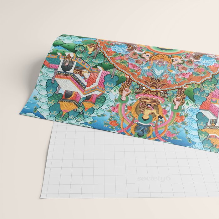 Turquoise Life Of Buddha Thangka Wrapping Paper Gallery Image 2
