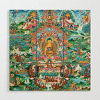 Turquoise Life Of Buddha Thangka Wood Wall Art Gallery Image 1