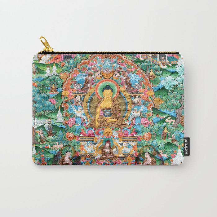 Turquoise Life Of Buddha Thangka Carry All Pouch Gallery Image 1