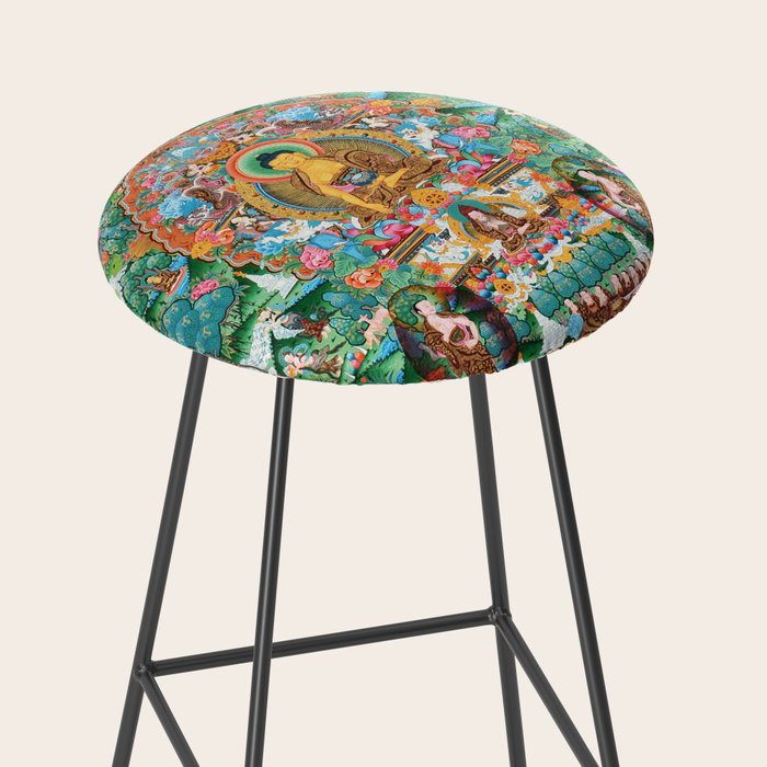 Turquoise Life Of Buddha Thangka Stool Gallery Image 2