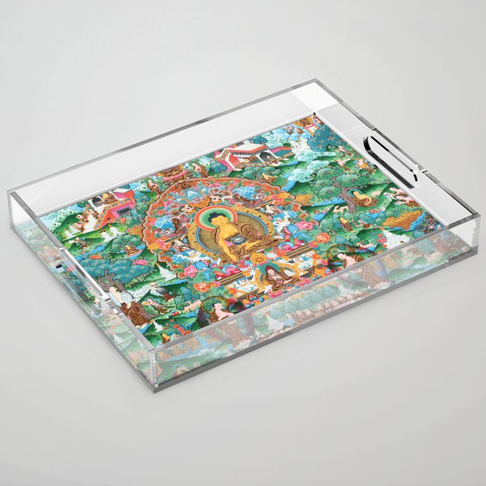 Turquoise Life Of Buddha Thangka Acrylic Tray Gallery Image 1