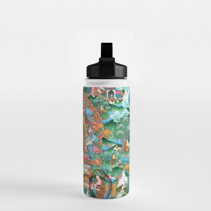 Turquoise Life Of Buddha Thangka Water Bottle Gallery Image 2