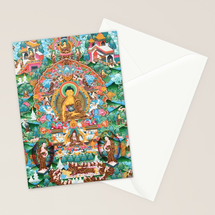 Turquoise Life Of Buddha Thangka Stationery Card Gallery Image 2