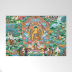 Turquoise Life Of Buddha Thangka Welcome Mat Gallery Image 1