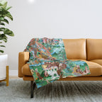 Turquoise Life Of Buddha Thangka Throw Blanket Gallery Image 1