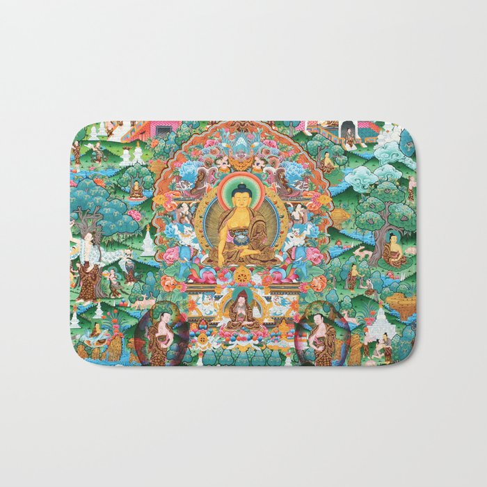 Turquoise Life Of Buddha Thangka Bath Mat Gallery Image 1