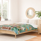 Turquoise Life Of Buddha Thangka Duvet Cover Gallery Image 2