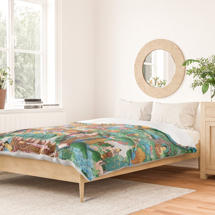 Turquoise Life Of Buddha Thangka Duvet Cover Gallery Image 2