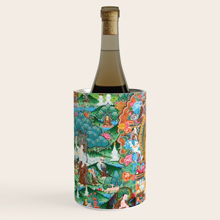 Turquoise Life Of Buddha Thangka Wine Chiller Gallery Image 2