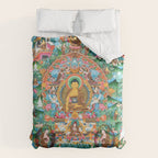 Turquoise Life Of Buddha Thangka Duvet Cover Gallery Image 6