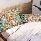 Turquoise Life Of Buddha Thangka Pillow Sham Gallery Image 2