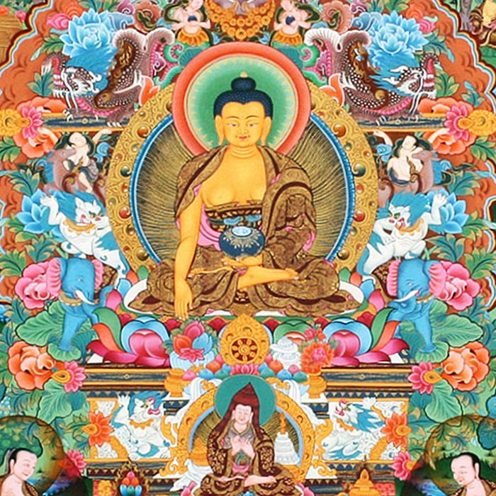 Turquoise Life Of Buddha Thangka Coffee Mug Gallery Image 2