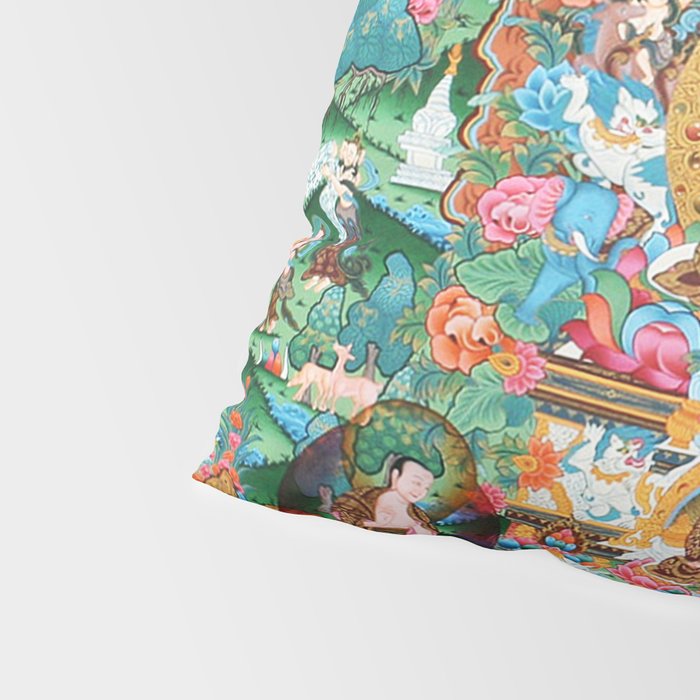 Turquoise Life Of Buddha Thangka Pillow Sham Gallery Image 4
