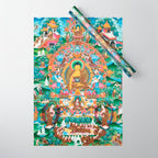 Turquoise Life Of Buddha Thangka Wrapping Paper Gallery Image 1