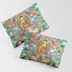 Turquoise Life Of Buddha Thangka Pillow Sham Gallery Image 3