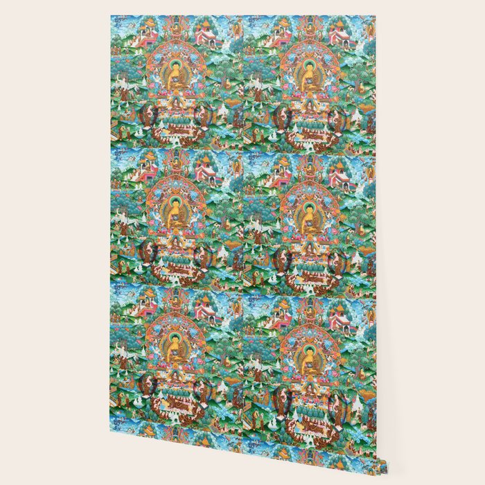 Turquoise Life Of Buddha Thangka Wallpaper Gallery Image 2