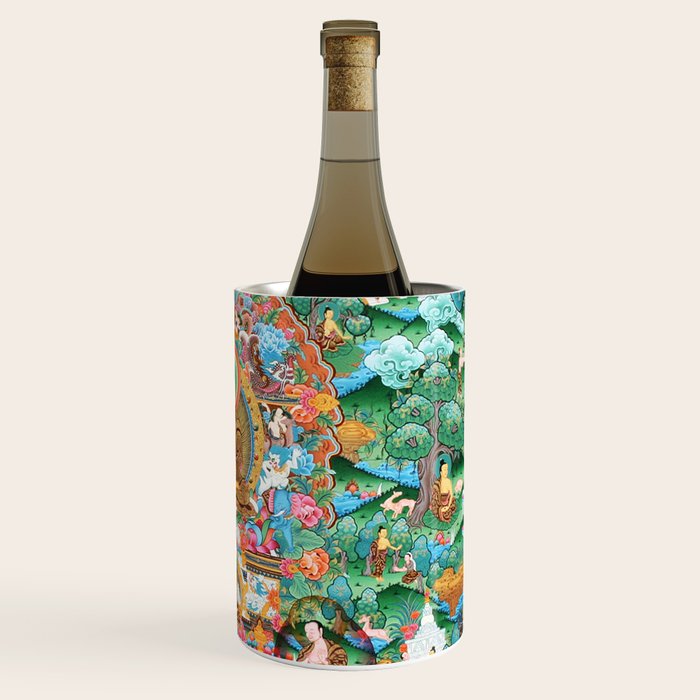 Turquoise Life Of Buddha Thangka Wine Chiller Gallery Image 3