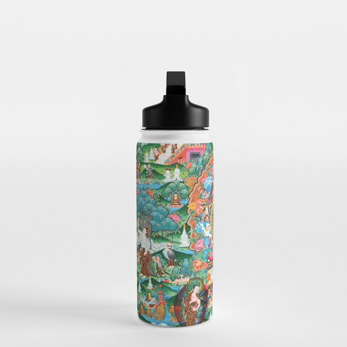 Turquoise Life Of Buddha Thangka Water Bottle Gallery Image 3
