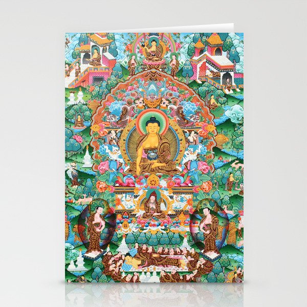 Turquoise Life Of Buddha Thangka Stationery Card Gallery Image 2