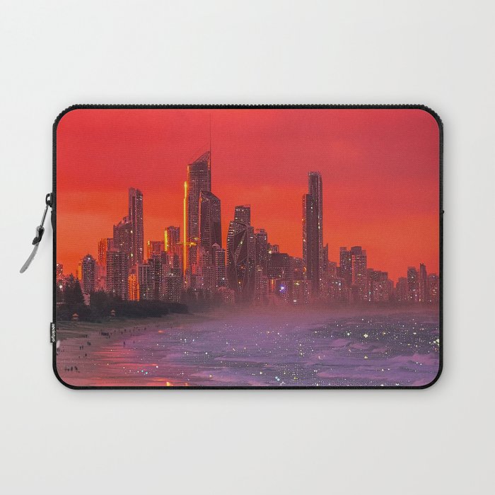 PINK BEACH IN THE FUTURE | waves | ocean | sea | collage | city | vibe | summer | inspiration star Laptop Sleeve Gallery Image 1