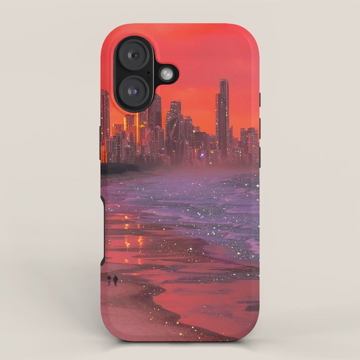 PINK BEACH IN THE FUTURE | waves | ocean | sea | collage | city | vibe | summer | inspiration star iPhone Case Gallery Image 1