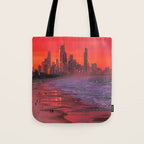 PINK BEACH IN THE FUTURE | waves | ocean | sea | collage | city | vibe | summer | inspiration star Tote Bag Gallery Image 1