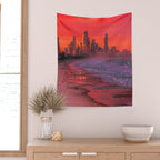 PINK BEACH IN THE FUTURE | waves | ocean | sea | collage | city | vibe | summer | inspiration star Wall Tapestry Gallery Image 2