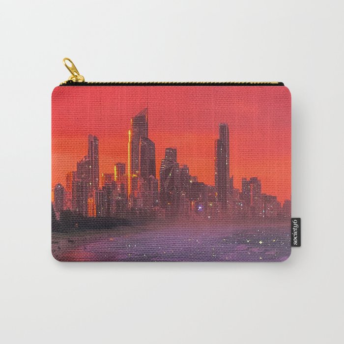 PINK BEACH IN THE FUTURE | waves | ocean | sea | collage | city | vibe | summer | inspiration star Carry All Pouch Gallery Image 1