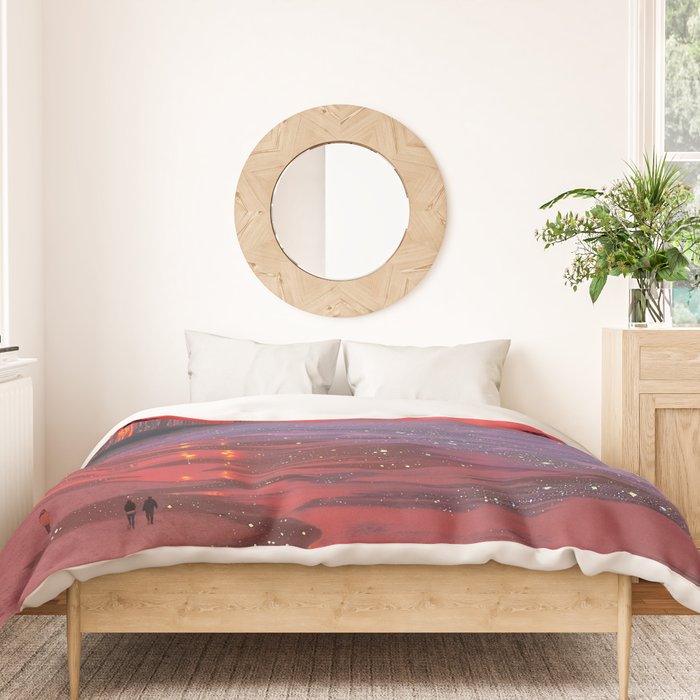 PINK BEACH IN THE FUTURE | waves | ocean | sea | collage | city | vibe | summer | inspiration star Duvet Cover Gallery Image 3