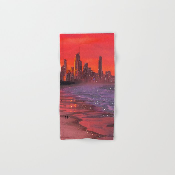 PINK BEACH IN THE FUTURE | waves | ocean | sea | collage | city | vibe | summer | inspiration star Bath Towel Gallery Image 1