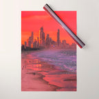 PINK BEACH IN THE FUTURE | waves | ocean | sea | collage | city | vibe | summer | inspiration star Wrapping Paper Gallery Image 1