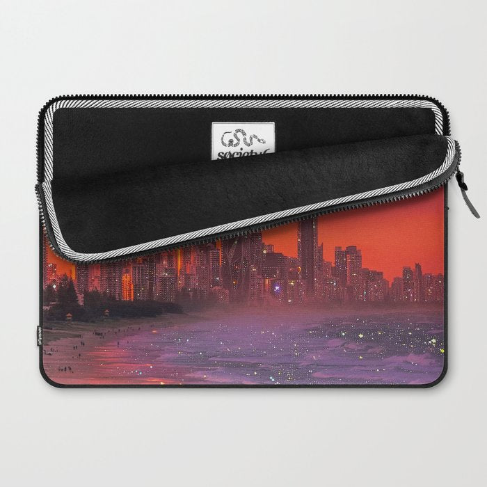 PINK BEACH IN THE FUTURE | waves | ocean | sea | collage | city | vibe | summer | inspiration star Laptop Sleeve Gallery Image 2