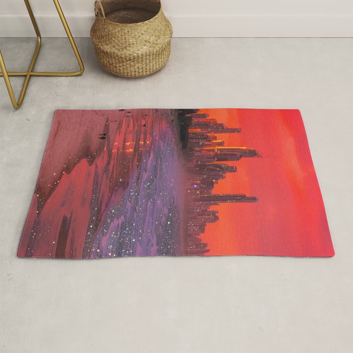 PINK BEACH IN THE FUTURE | waves | ocean | sea | collage | city | vibe | summer | inspiration star Rug Gallery Image 1