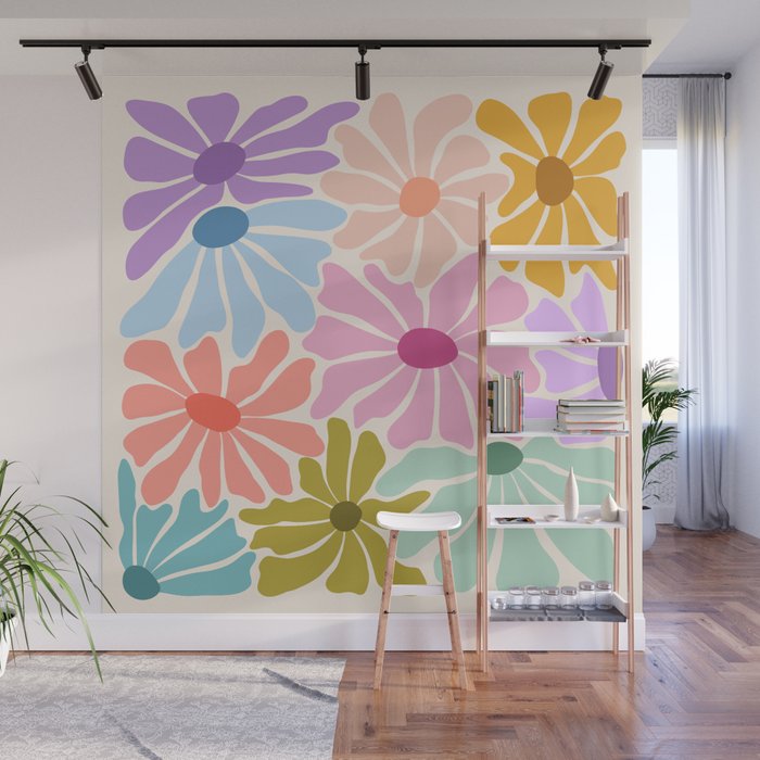 Colors of Joy - Groovy Flowers Wall Mural Gallery Image 1