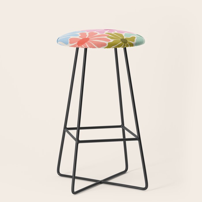Colors of Joy - Groovy Flowers Stool Gallery Image 1