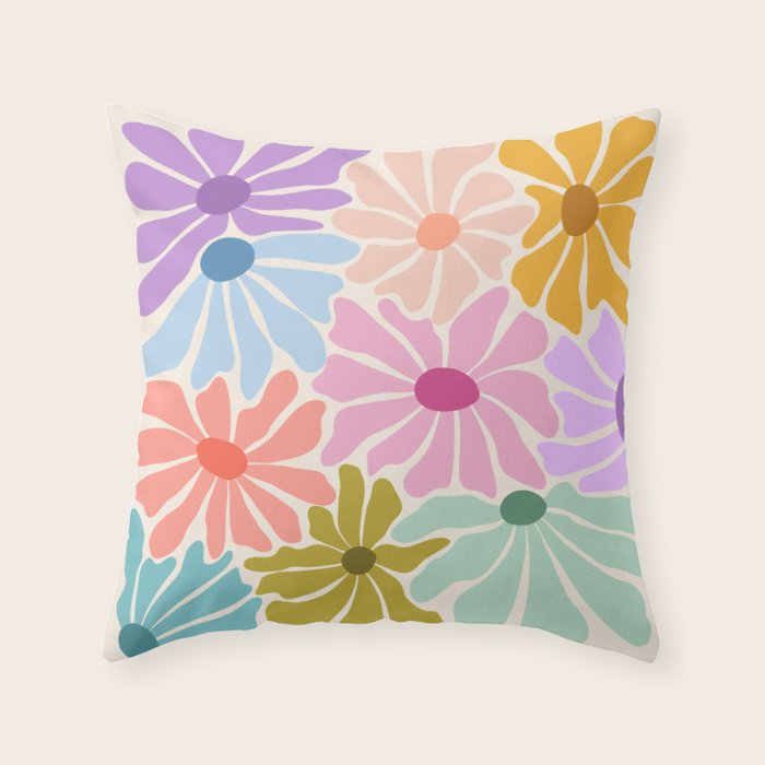 Colors of Joy - Groovy Flowers Throw Pillow Gallery Image 6