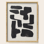 Mid Century Modern Minimalist Abstract Art Brush Strokes Black & White Ink Art Shapes Serving Tray Gallery Image 1
