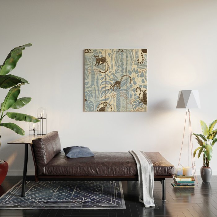 Jungle adventure striped blue Wood Wall Art Gallery Image 2